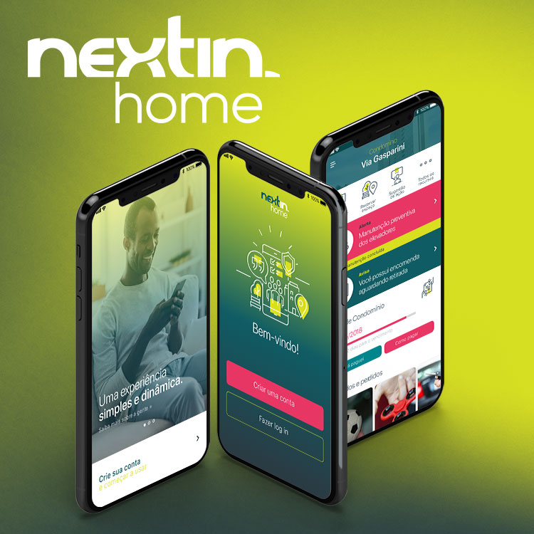 Simulação smartphone app Nextin home publicidade